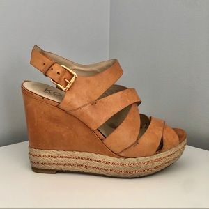 Michael Kors Leather & Rose Gold Chain Wedge